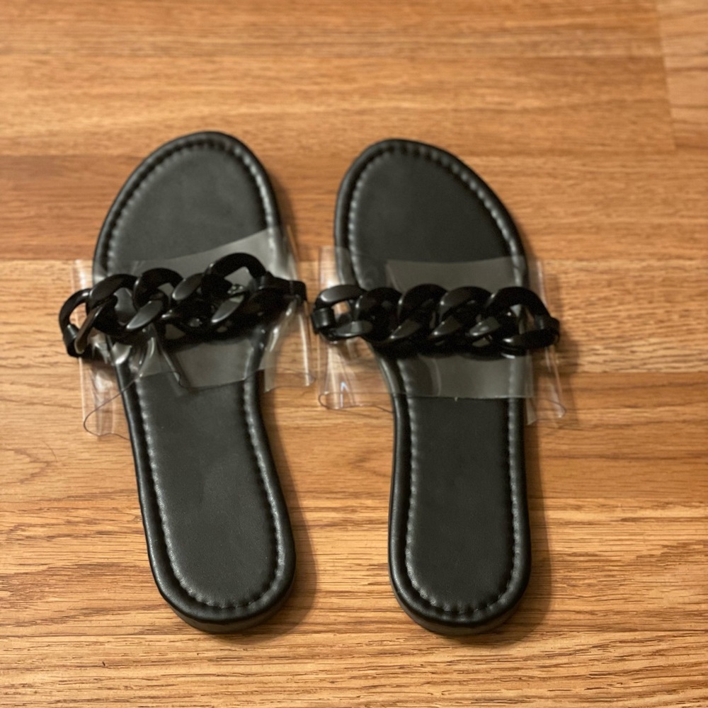 Black chain sandals